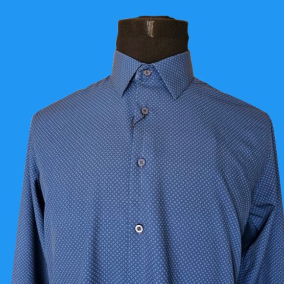 NAUTICA MEN'S SOFT SLIM FIT PERFORMANCE SUPER DRESS SHIRT - SIZE  L (16-16.5) - Picture 4 of 7